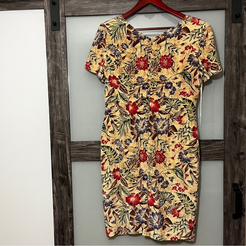 Vintage Maggy London 100% Silk Floral Cottagecore Dress Women's 12 Academia - Picture 2 of 11